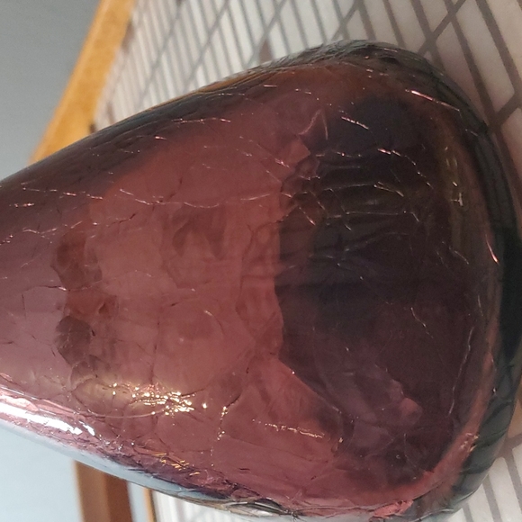 Purple Crackled Bischoff Glass Cruet Bottle Decanter Genie with stopper Vintage - Picture 2 of 8